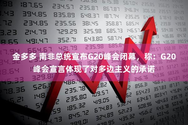 金多多 南非总统宣布G20峰会闭幕，称：G20峰会宣言体现了对多边主义的承诺