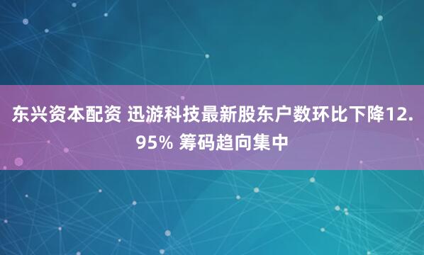 东兴资本配资 迅游科技最新股东户数环比下降12.95% 筹码趋向集中